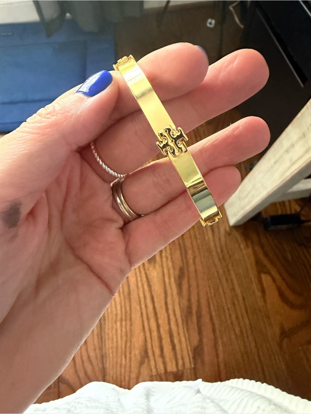 Tory Burch Shiny Gold Logo Cuff Bracelet